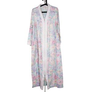 Herbcraft II VTG Floral Robe Womens S Full Zip Long Sleeve USA Thin Cotton Blend